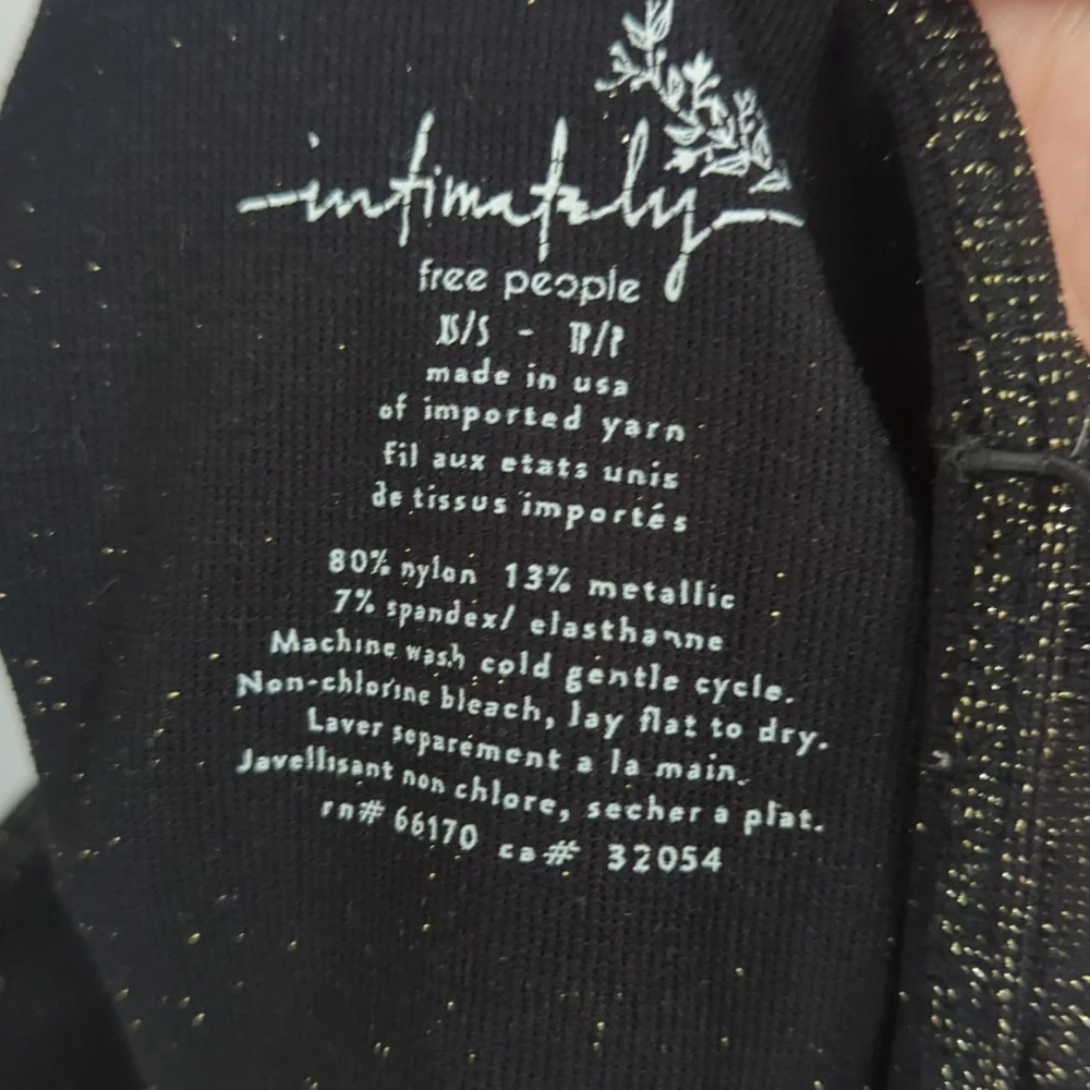 Intimately Free People Black Gold Metallic Sparkle Brami Cami Tank Top XS/S‎